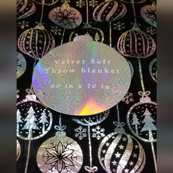 Oeko Tex Multicolor Ornaments Holiday 60 x 70 Inch Velvet Soft Throw Blanket - Picture 3 of 3